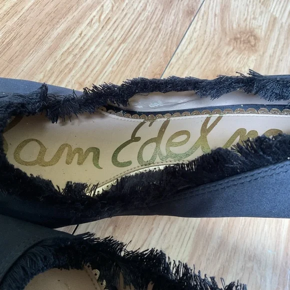 Sam Edelman Black Halan Frayed Pointed Toe Pump Size 6.5 - Picture 5 of 11